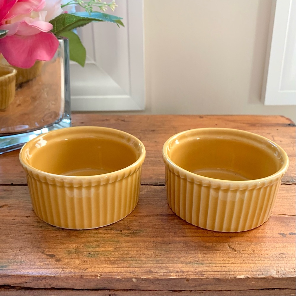 Apilco France SET of 2 Ramekins in Mustard Yellow